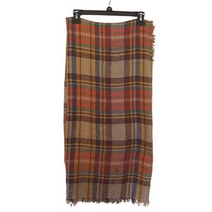 Vtg Funky Monkey Tartan‎ Plaid Blanket Scarf Fall Dark Academia Prep Tweed Core